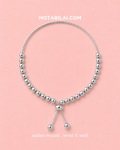Dainty Beaded Silver Bracelet with Beads Knot - 070