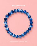 Beaded Circle Deep Blue Marble Stone - 066