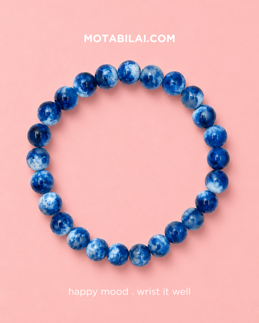 Beaded Circle Deep Blue Marble Stone - 066