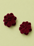 Big Aster Red Velvet - Big Earrings - 054