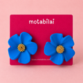 Cobalt Floral Earrings - Small Earrings - 036