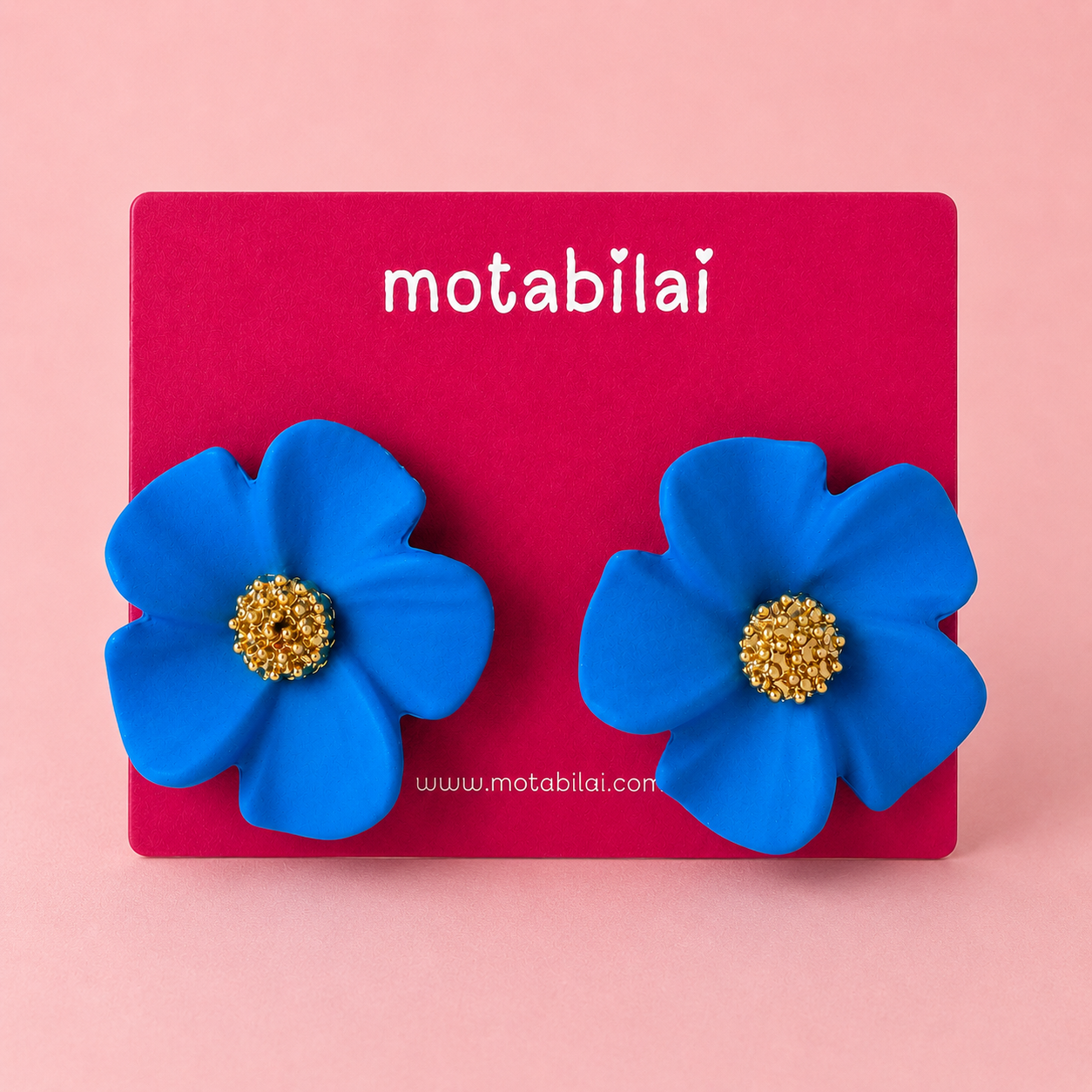 Cobalt Floral Earrings - Small Earrings - 036