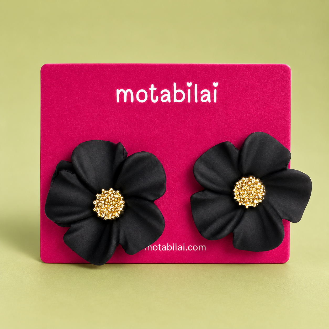 Black Flower - Small Earrings - 037
