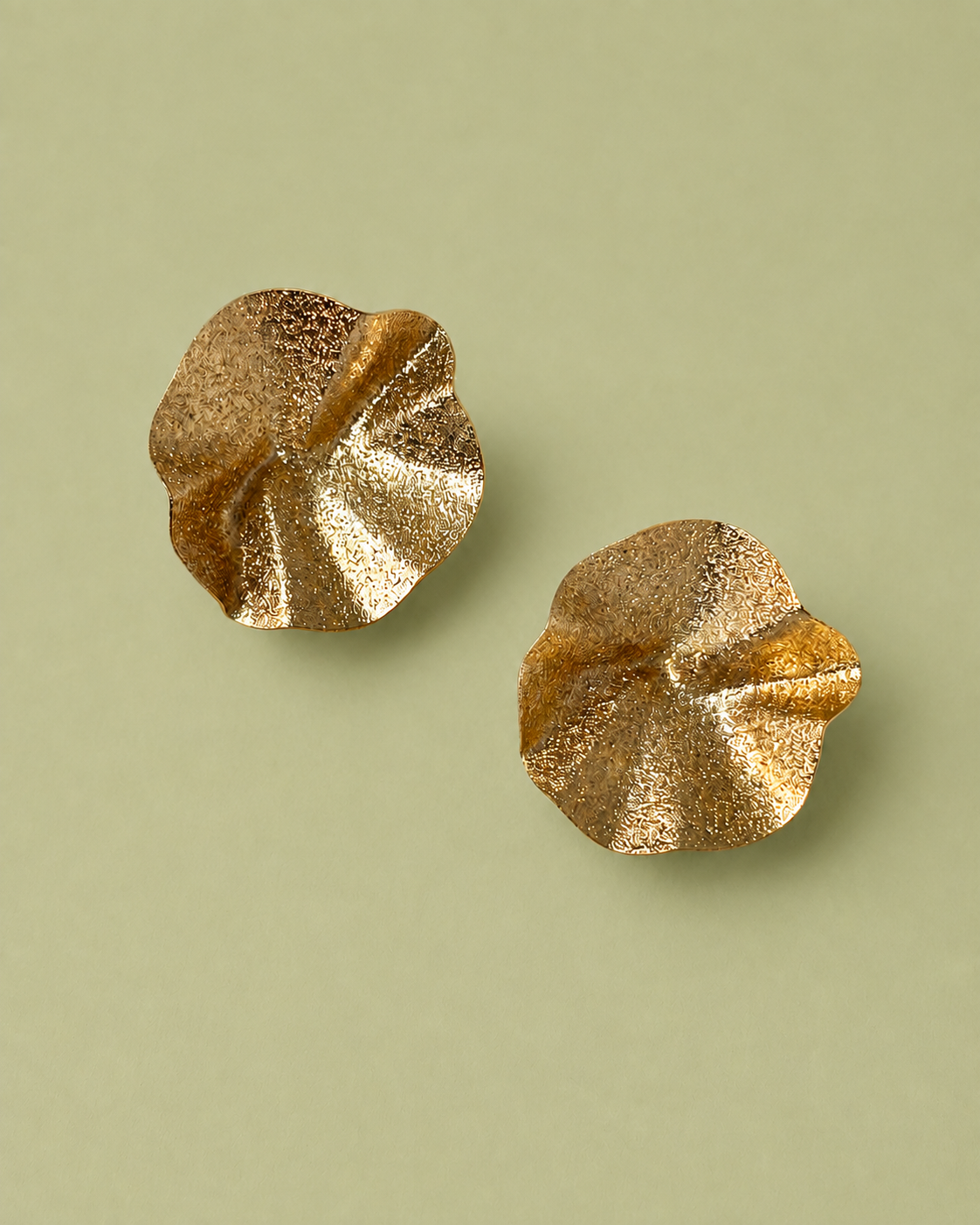 Golden Texture Crumples - Big Earrings - 047