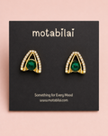 Emerald Green Gemstone - Medium Earrings - 057