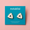 White Triangle Enamel - Medium Earrings - 039