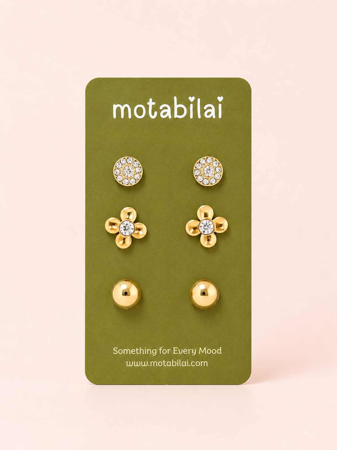 3 Studs Pretty Earrings - 107